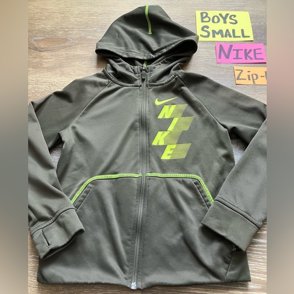 Boys Size Small Nike Dark Green Zip Up Hoodie - Picture 1 of 3